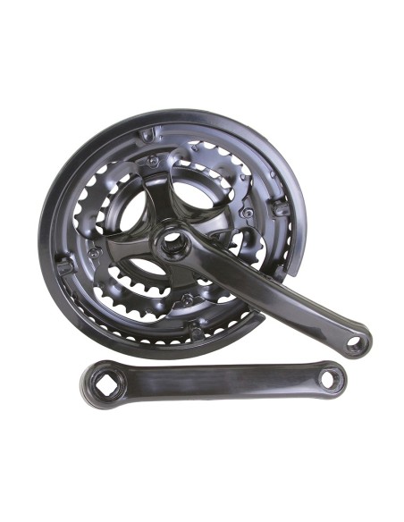 Steel Crankset 48/38/28T Black.